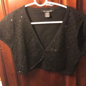 52 weekends black shrug with sequins size JR large